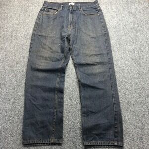 Baggy Mens Jeans W36 L32 Dark Wash Straight Leg Denim Blue Pants
